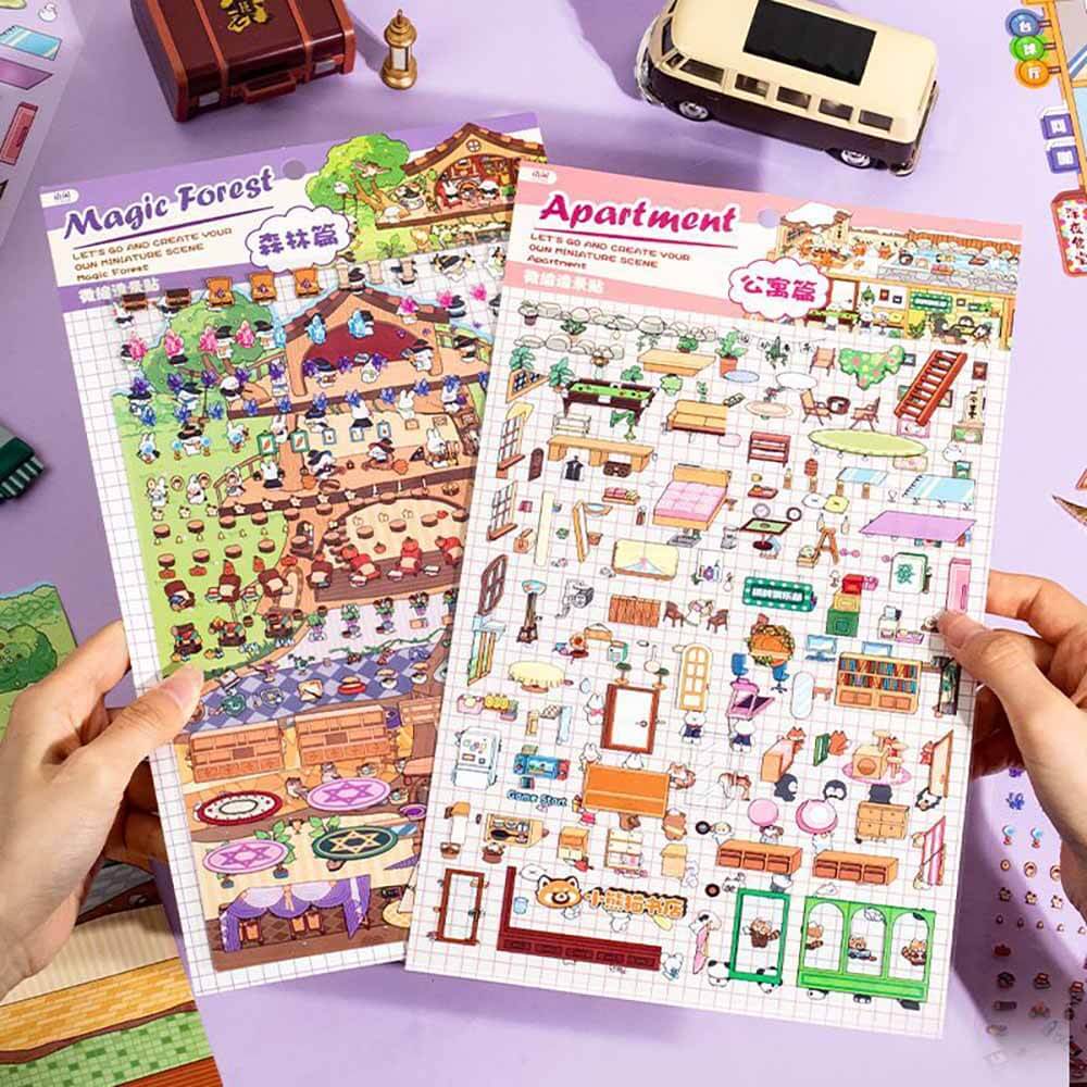 Apartment Theme DIY 3D Scene Stickers 2 Cute Miniature Scenes