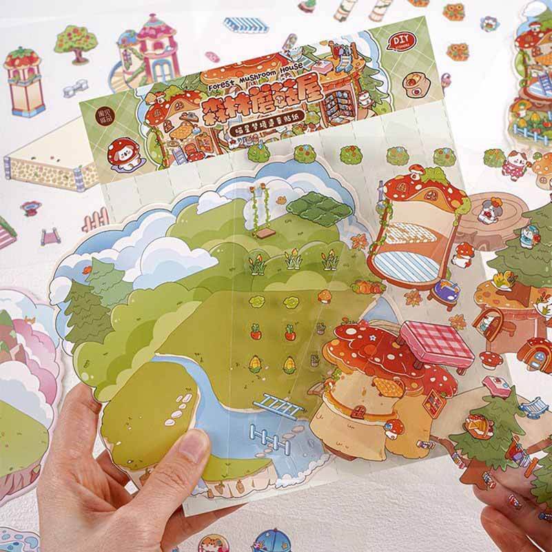 Meow Dreams DIY 3D Scene Stickers 4 Cute Miniature Scenes