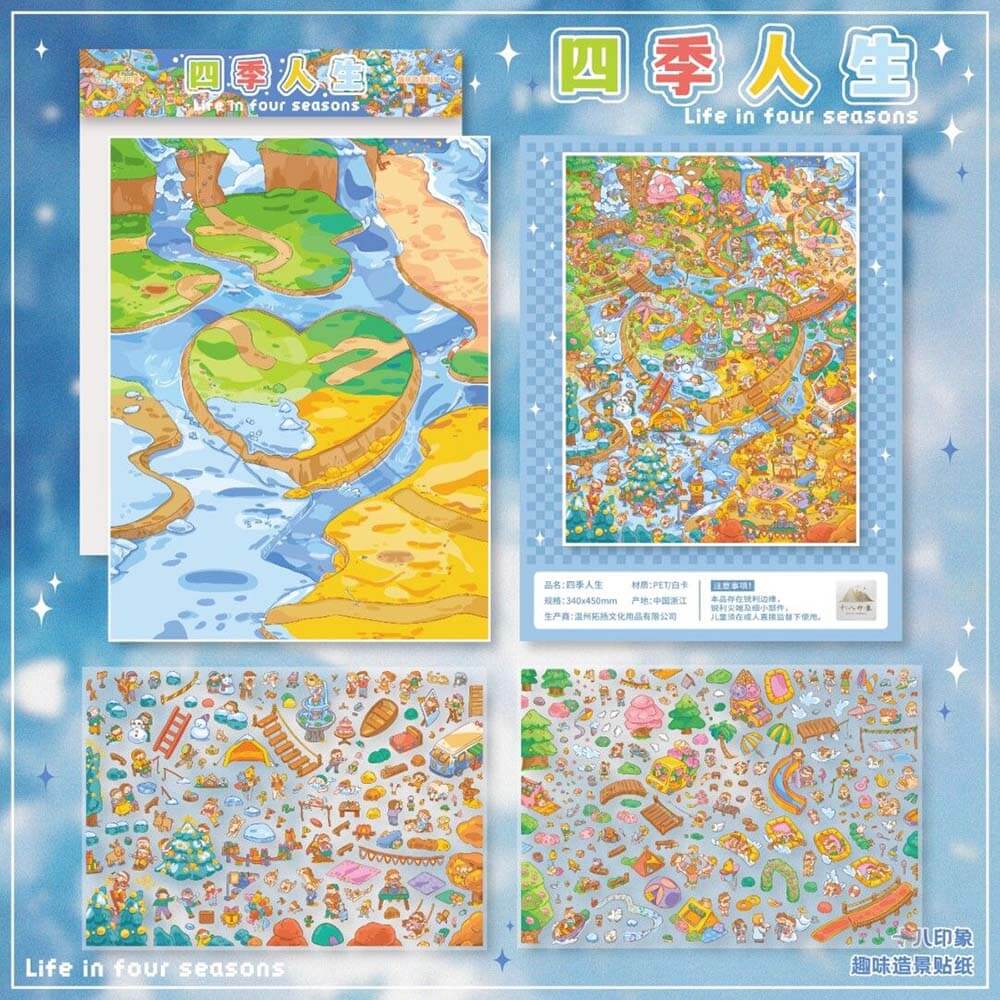 Life in Four Seasons DIY 3D Scene Stickers Cute Miniature Scenes