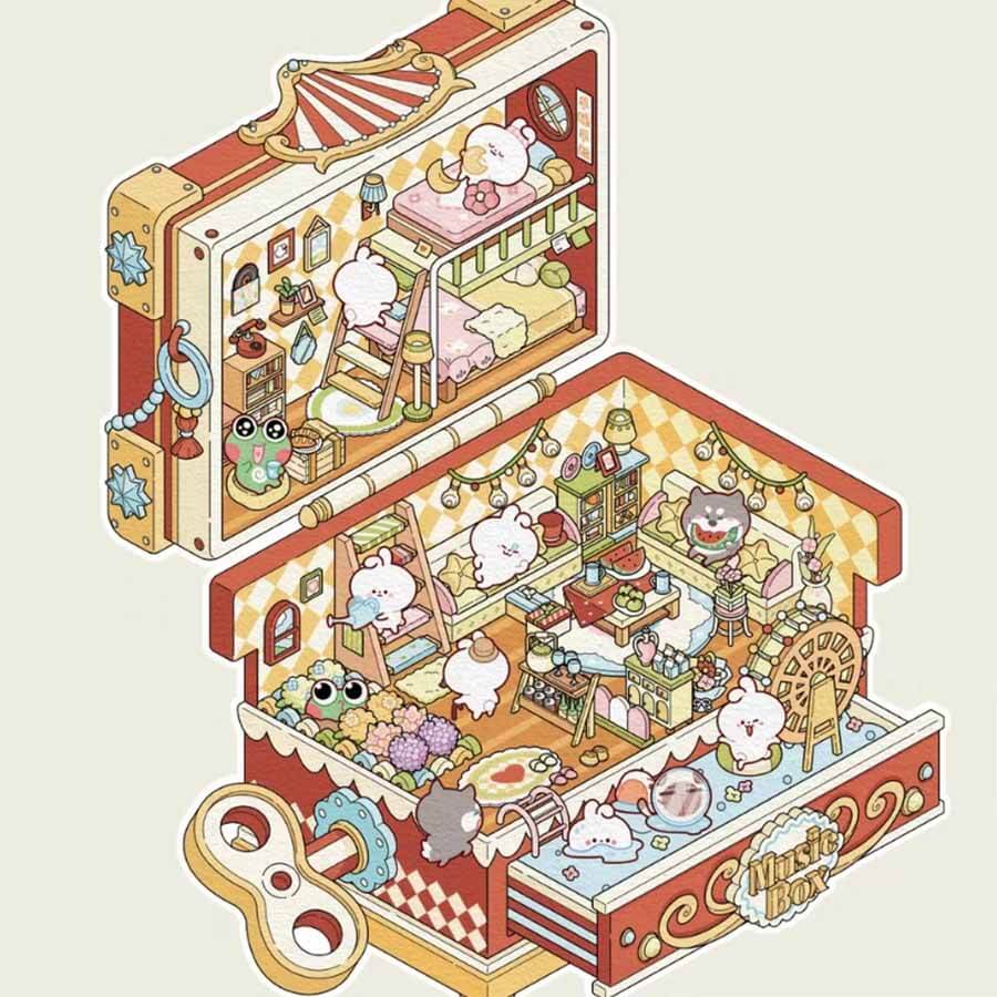 Magic Ark World DIY 3D Scene Stickers 4 Cute Miniature Scenes