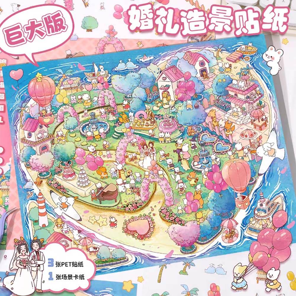 Island Wedding DIY 3D Scene Stickers - Oversized Cute Miniature Scenes