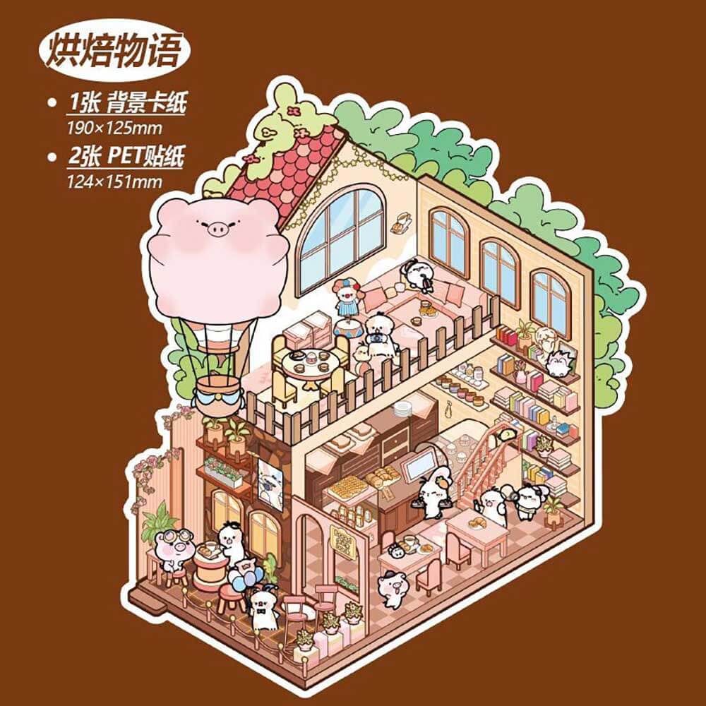 Cute Store 2.0 DIY 3D Scene Stickers 4 Cute Miniature Scenes