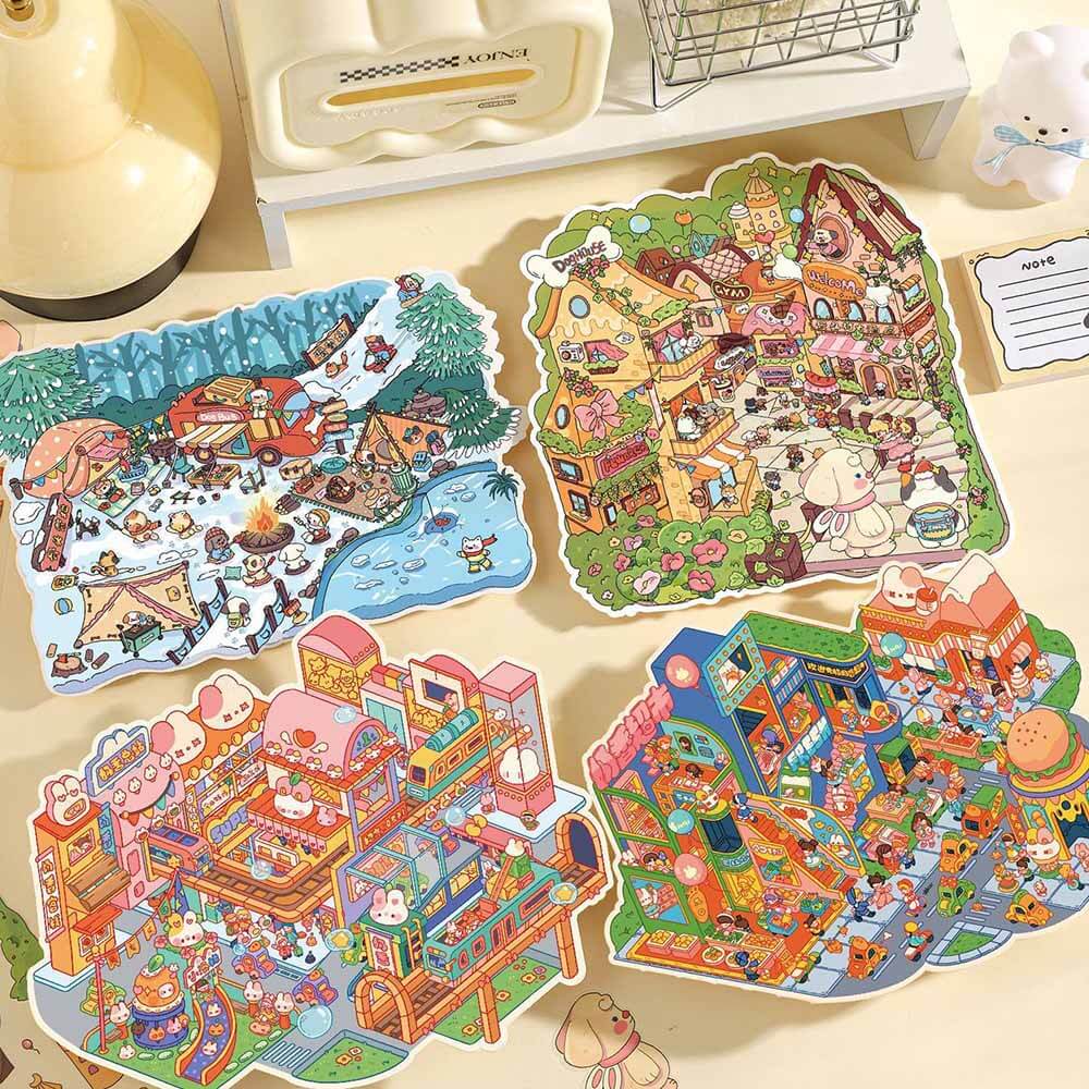 Bigger picture DIY 3D Scene Stickers 4 Cute Miniature Scenes