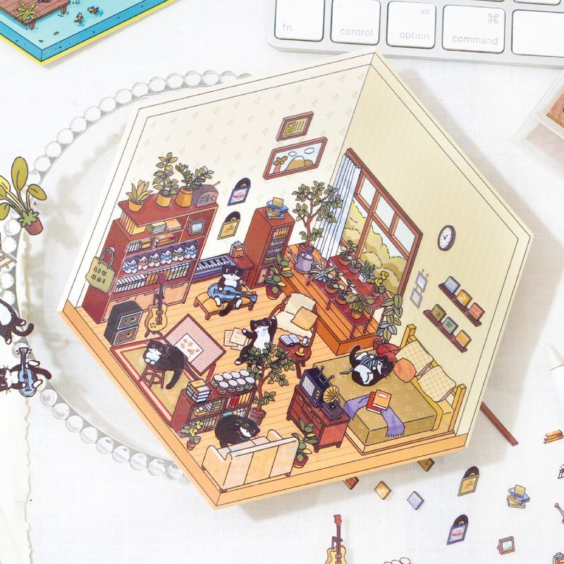 Soft and Warm Breezes DIY 3D Scene Stickers 4 Cute Miniature Scenes
