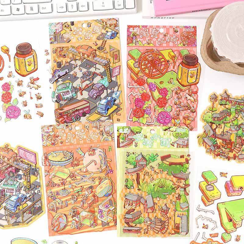Urban Escape DIY 3D Scene Stickers 4 Lovely Miniature Scenes
