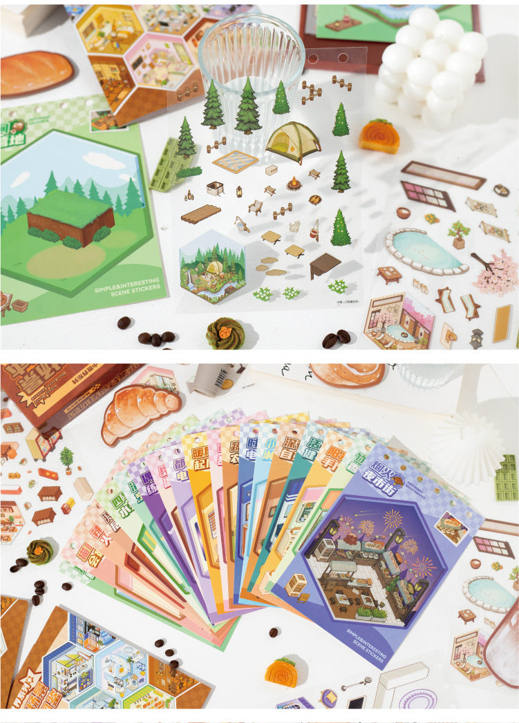 Tiny Wonderland 4 Micro-Diorama Collector's Pack DIY 3D Scene Stickers - Miniature Scenes