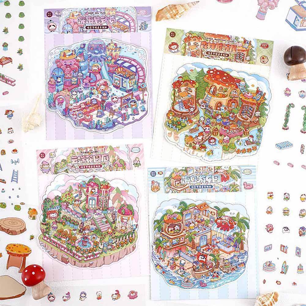 Meow Dreams DIY 3D Scene Stickers 4 Cute Miniature Scenes