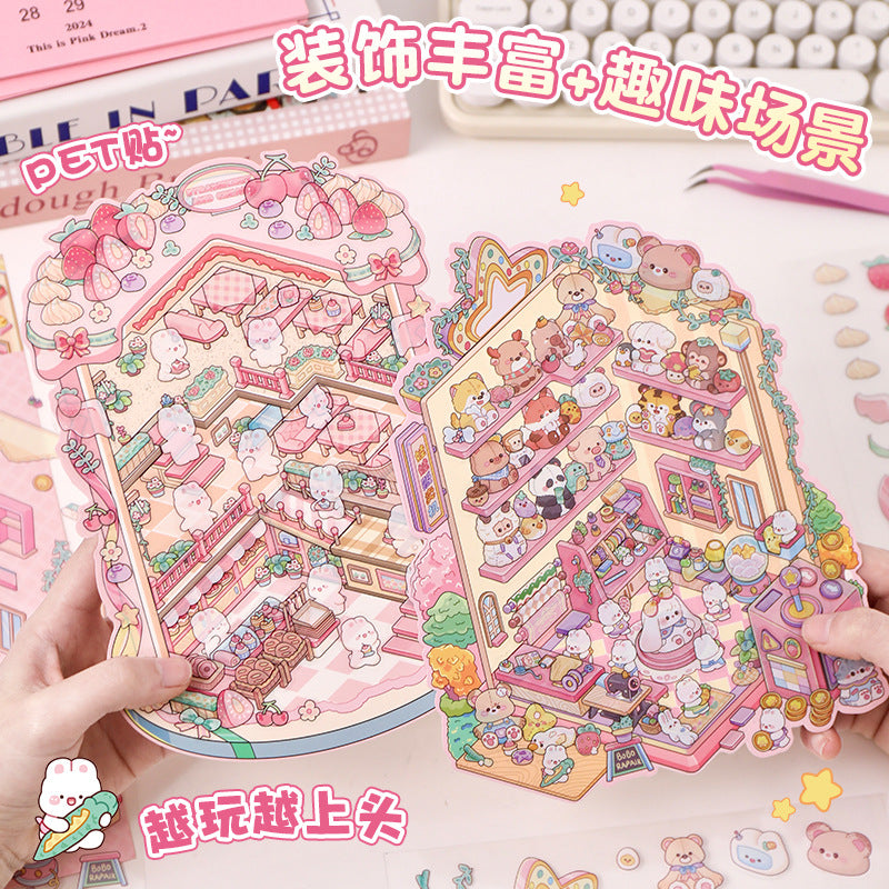 Bunny Land DIY 3D Scene Stickers 2 Cute Miniature Scenes