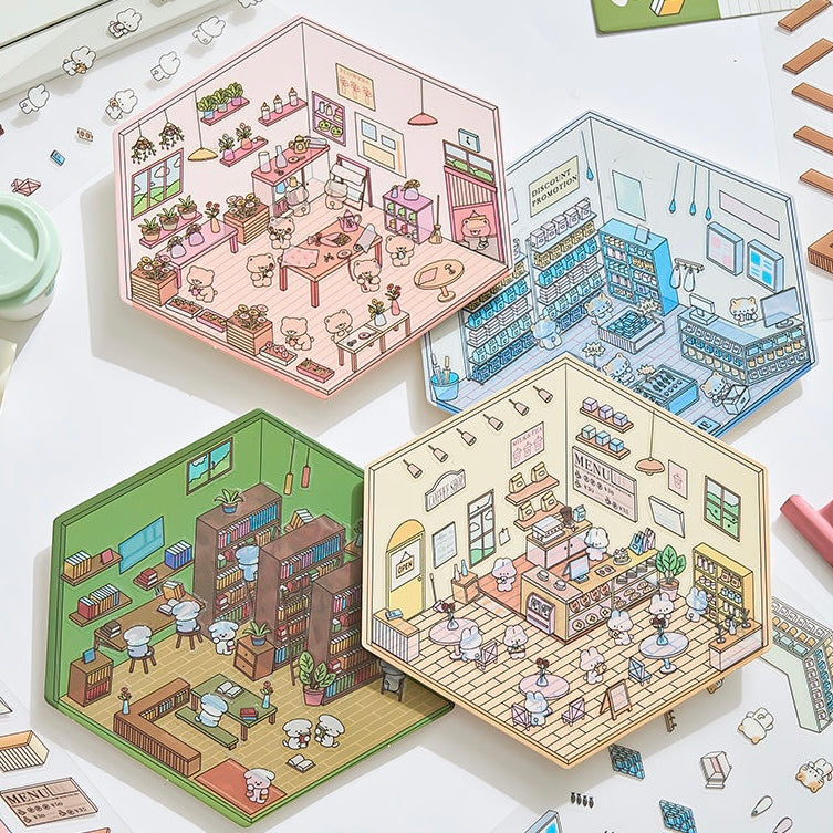 Our Little World DIY 3D Scene Stickers 4 Cute Miniature Scenes