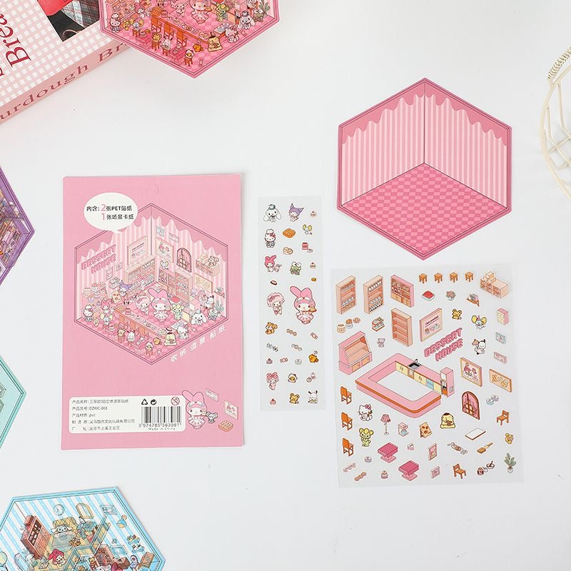 Cute Stickers Scene Kawaii Cartoon 3D Stickers