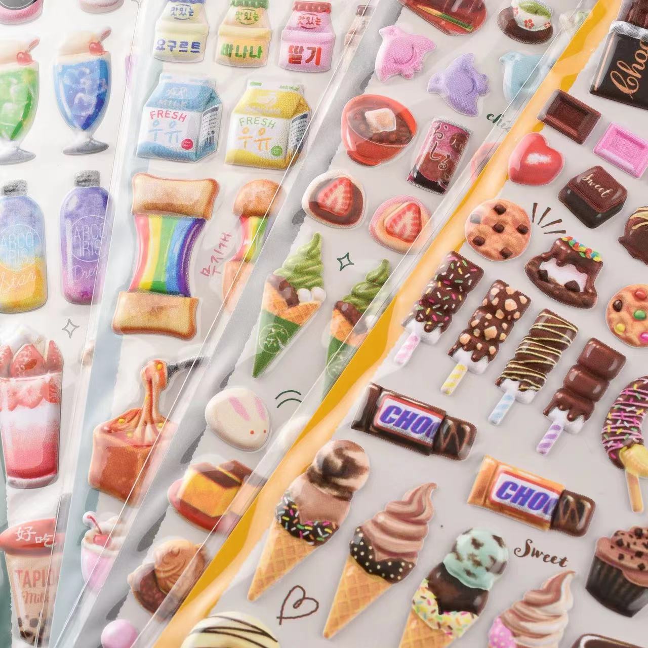 3D Puffy Stickers, Flower Shop|Supermarket|Drug Store|Sweet Shop