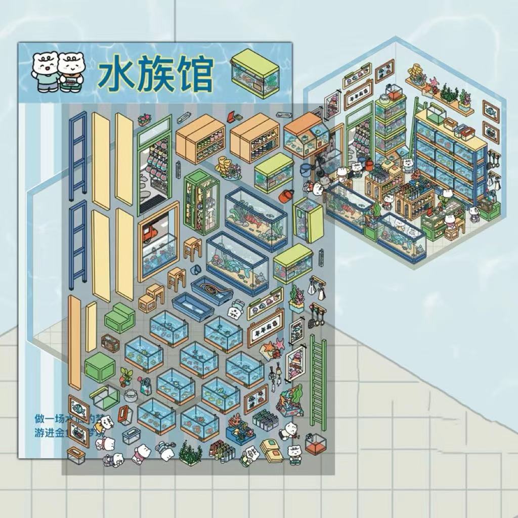 Sticker Scenes! Create DIY Bookstore|Izakaya|Sweet Cake|Burger Shop|Hotpot Restaurant