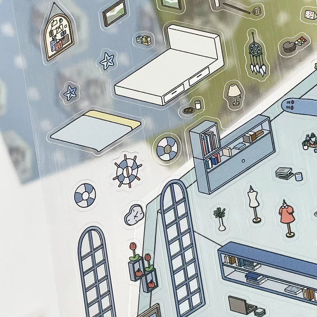 DIY 3D Sticker Scene: Bedroom|Living Room|Ski Resort|Kitchen|Christmas Market