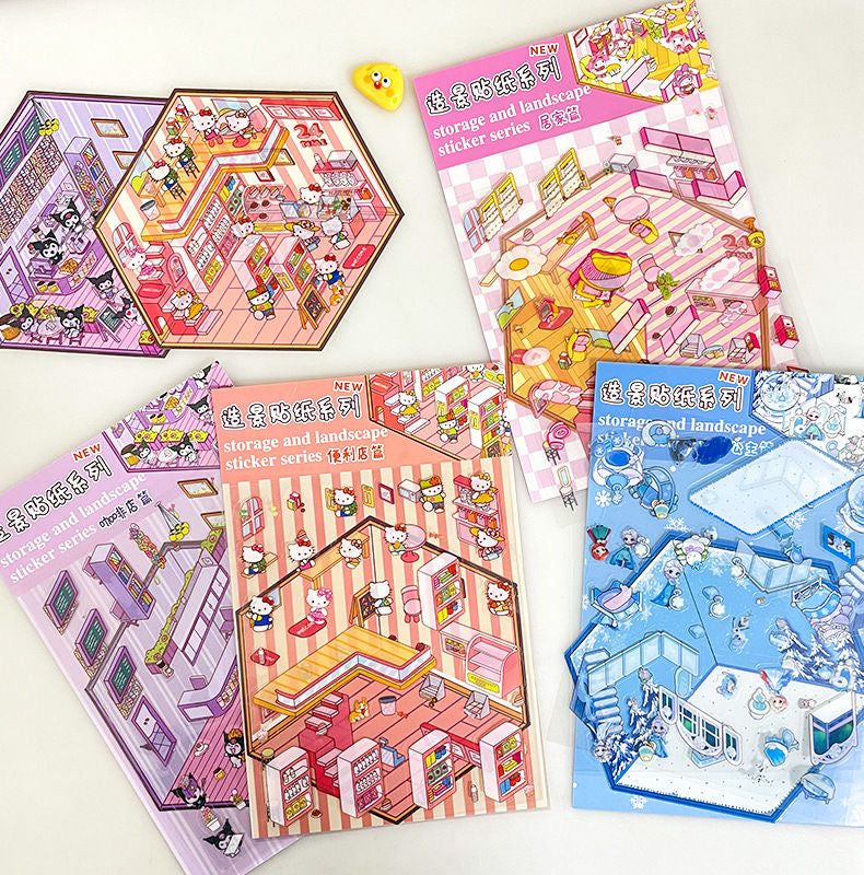Cute Stickers Scene Kawaii Cartoon 3D Stickers