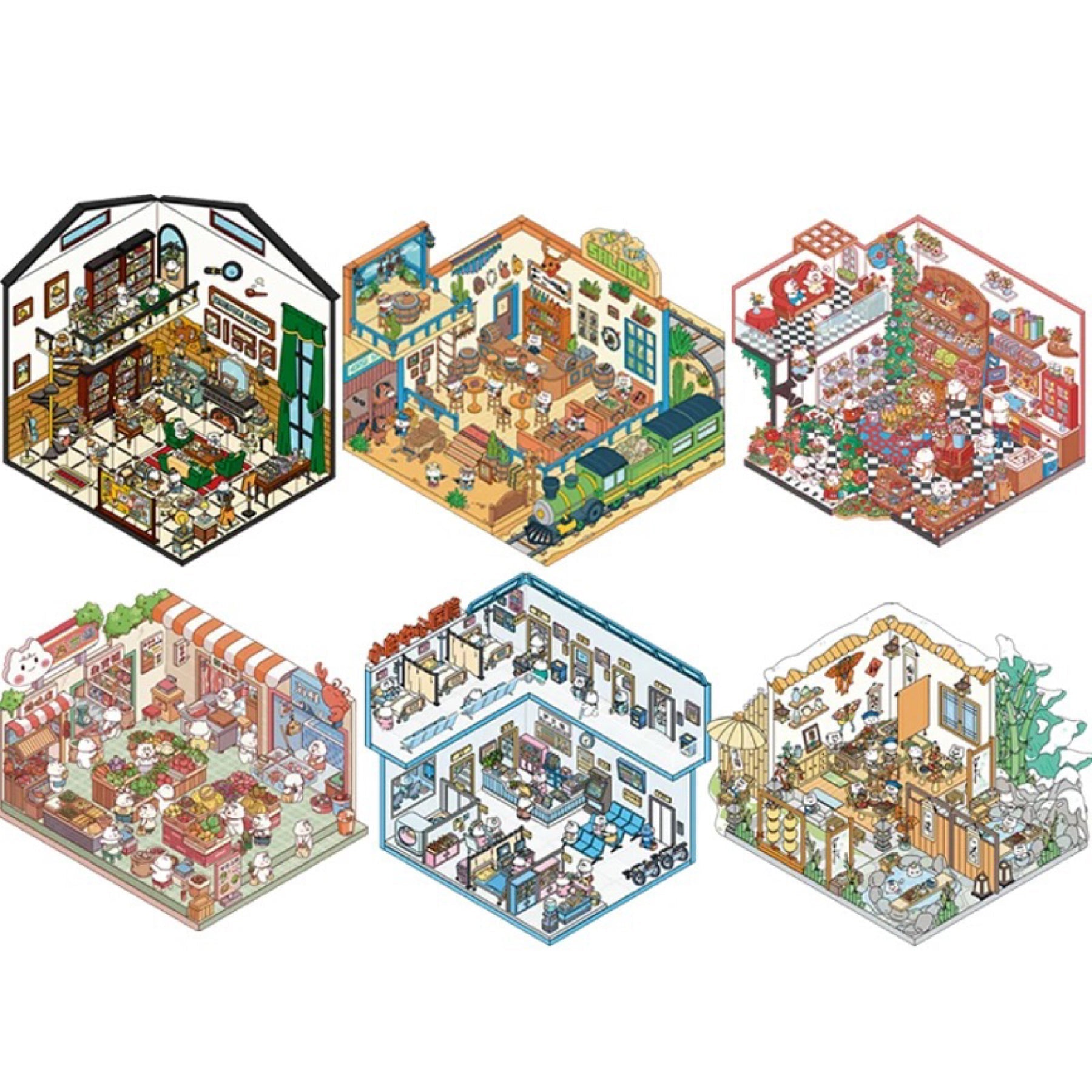 Western City Shop DIY 3D Scene Stickers 6 Cute Miniature Scenes