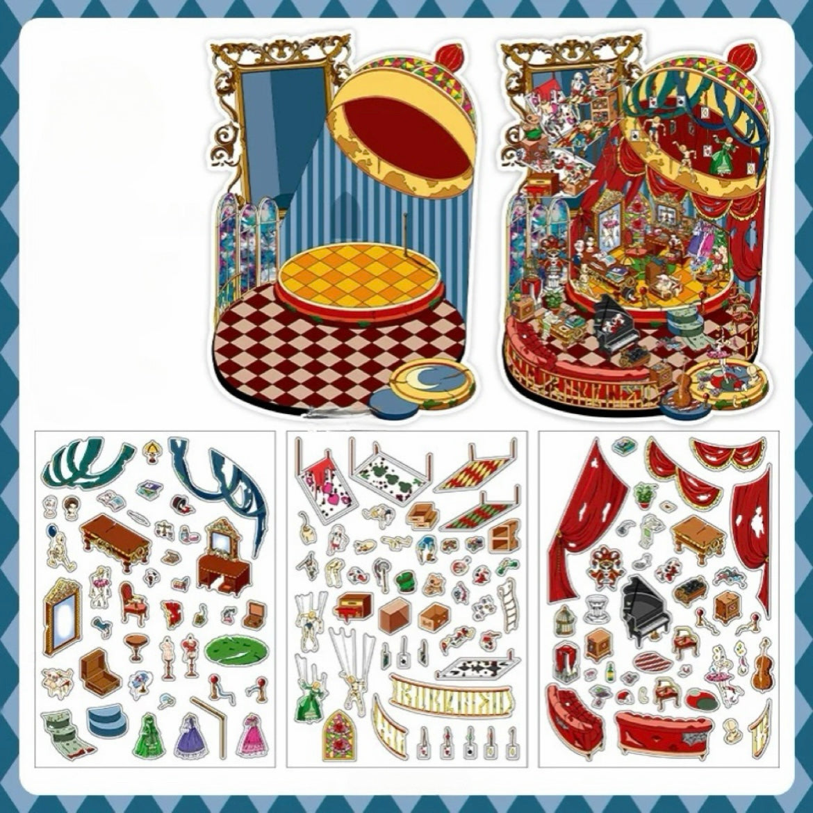 3D Big Size Sticker Scene Laboratory Operating Room Puppet Art Spooky House