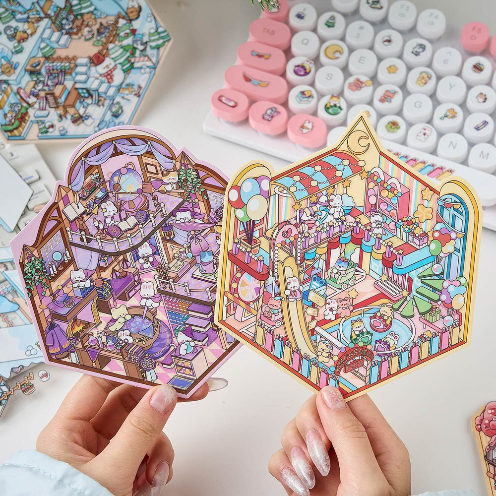 Magic Party Collection Scene Stickers - 4 Cute Miniature Scenes