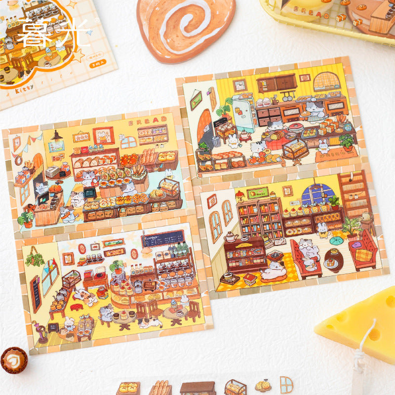 Peel & build a cozy kitty cottage! 3D Scene Stickers Miniature Scenes