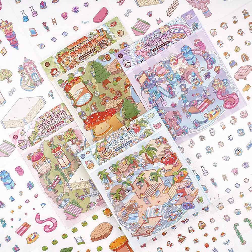 Meow Dreams DIY 3D Scene Stickers 4 Cute Miniature Scenes