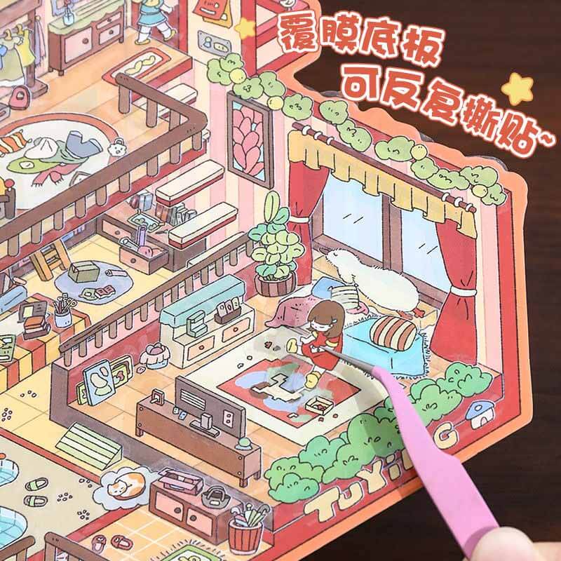 House Party DIY 3D Scene Stickers 4 Cute Miniature Scenes