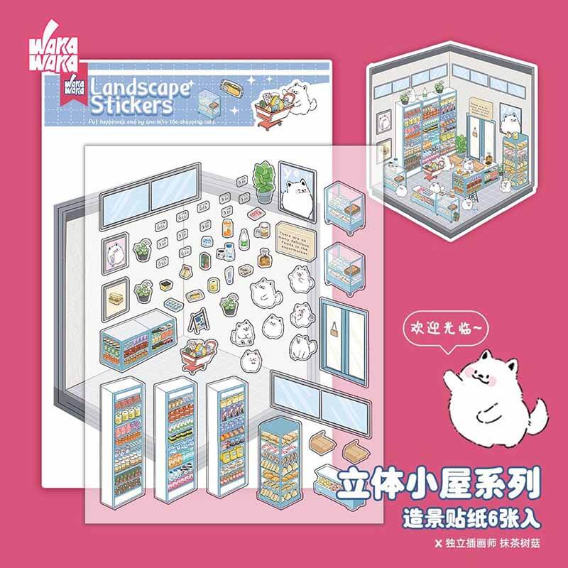 Cute Animal Home DIY 3D Scene Stickers 6 Cute Miniature Scenes