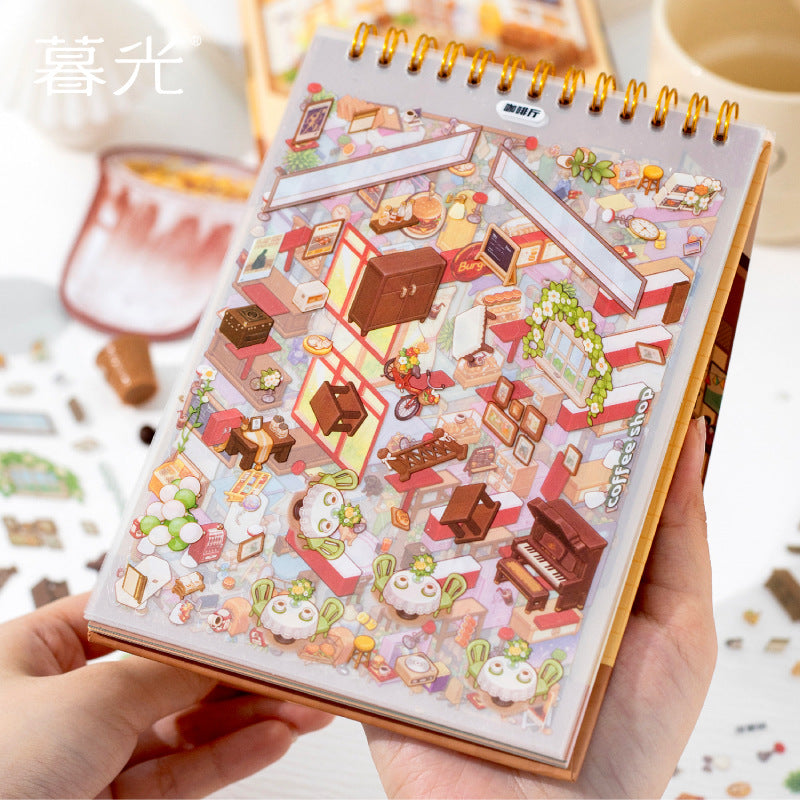 Dream town Story Whimsical Dream Town 3D Sticker Scene Set Panda Academies & Nostalgic Food Streets DIY Miniature Scenes
