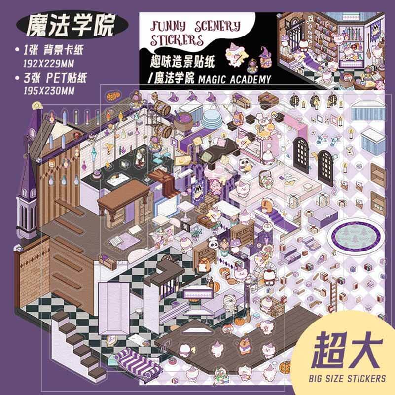 Wonderland Series DIY 3D Scene Stickers 4 Cute Miniature Scenes