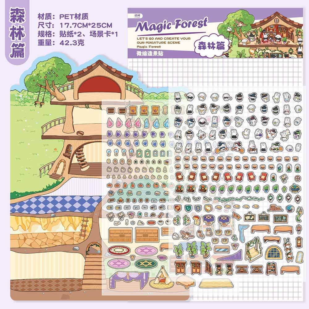 Apartment Theme DIY 3D Scene Stickers 2 Cute Miniature Scenes