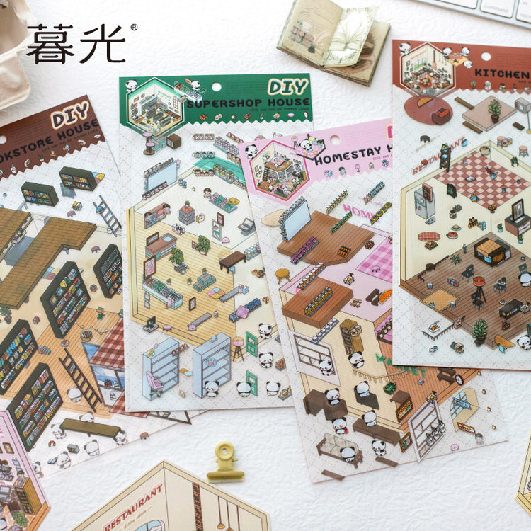 Panda Home Collection DIY 3D Scene Stickers 4 Cute Miniature Scenes