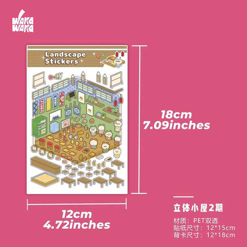 Cute Animal Home DIY 3D Scene Stickers 6 Cute Miniature Scenes