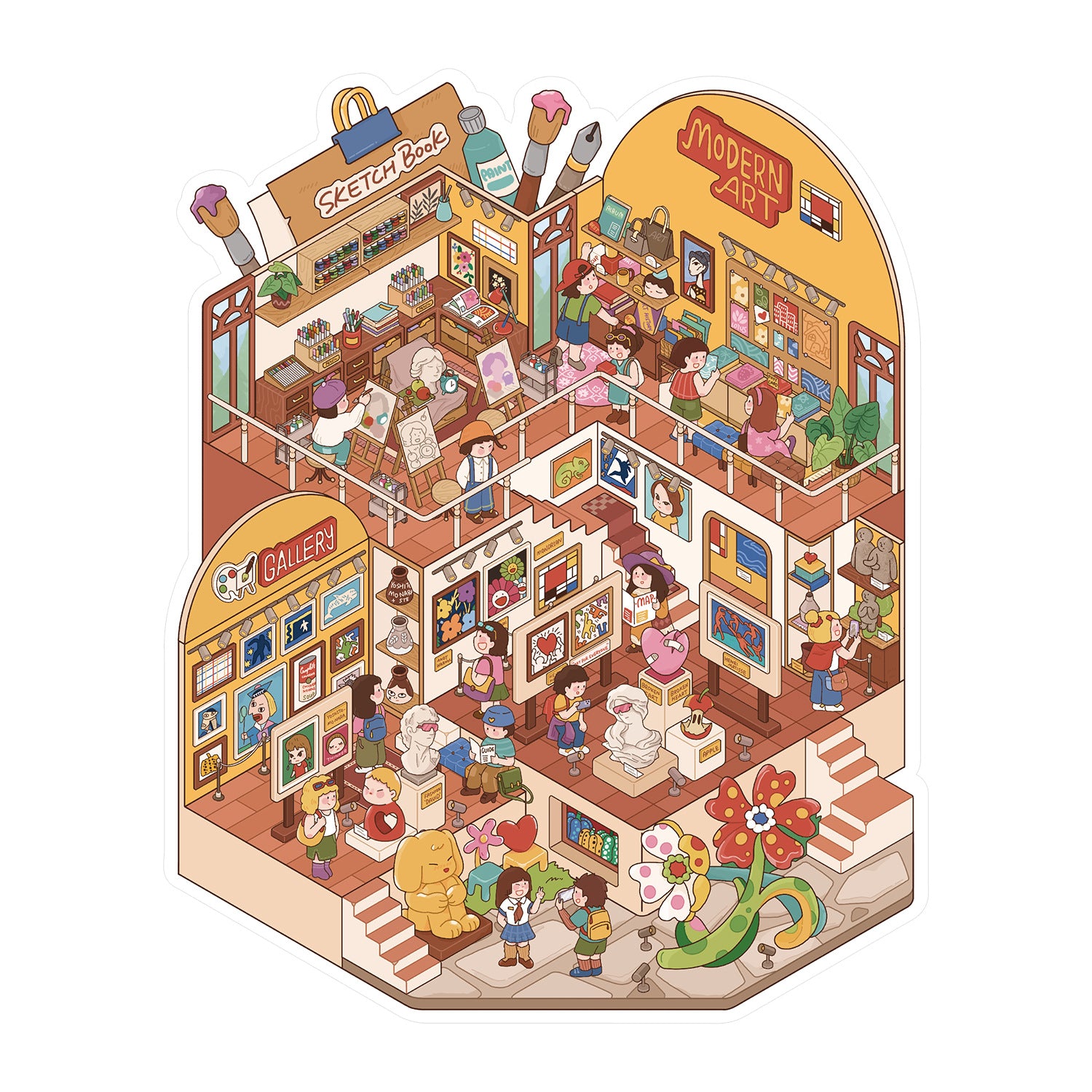 Beauty and Museum DIY 3D Scene Stickers - 2 Cute Miniature Scenes