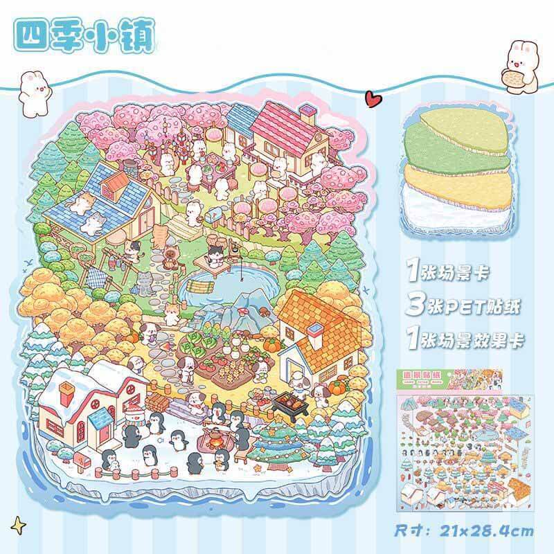 Timeless Scenery DIY 3D Scene Stickers 4 Cute Miniature Scenes