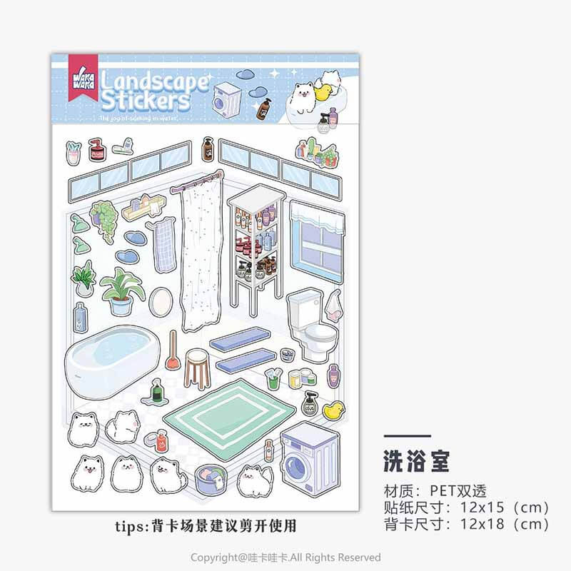 Cute Animal Home DIY 3D Scene Stickers 6 Cute Miniature Scenes