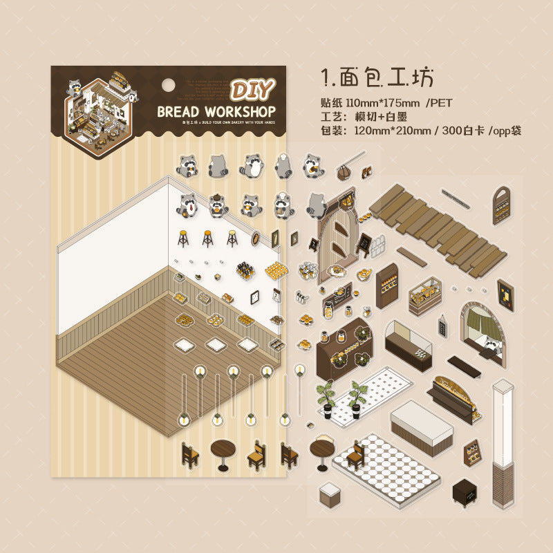 Storybook Bakery 3D Sticker Scene: Gingerbread Cottage Diorama