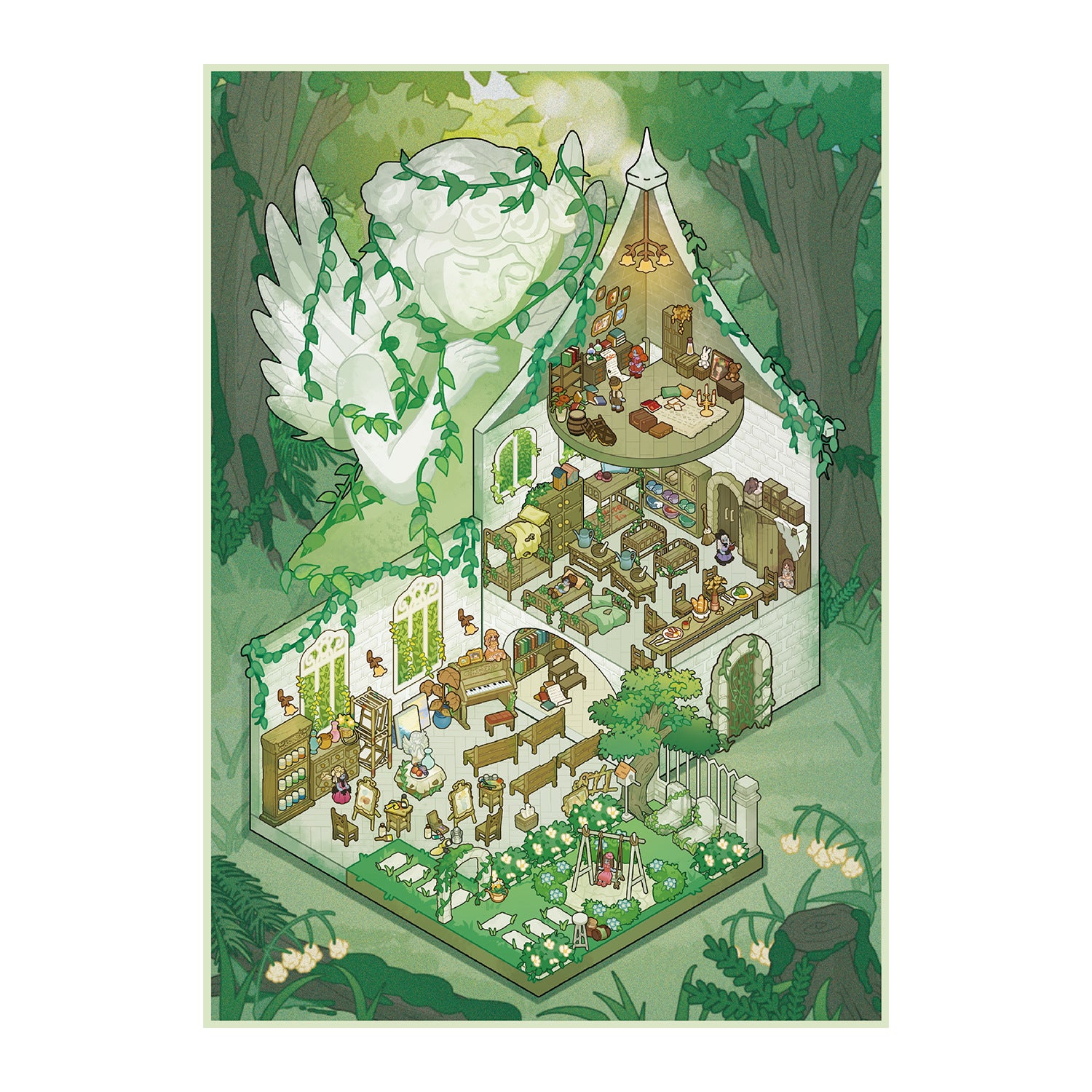 Celestial Landscapes 3D Sticker Scene: Angelic Haven Mountain Scroll Panorama