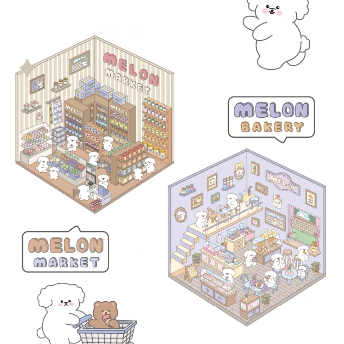 Create Adorable Sticker Scenes with Dog-Themed Bakery Shop | Market