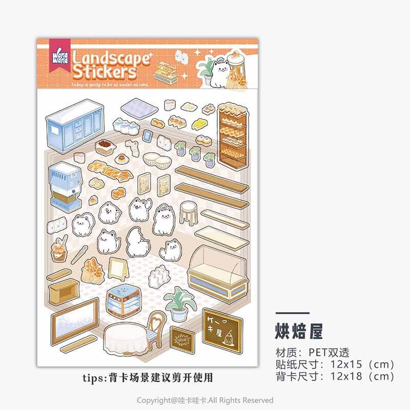 Cute Animal Home DIY 3D Scene Stickers 6 Cute Miniature Scenes