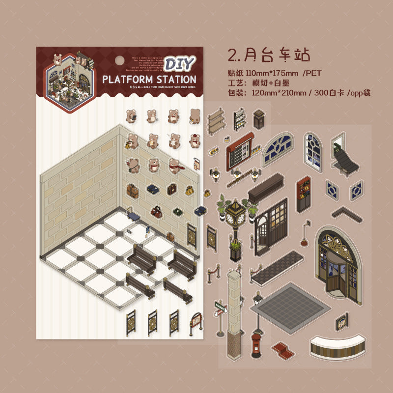 Storybook Bakery 3D Sticker Scene: Gingerbread Cottage Diorama