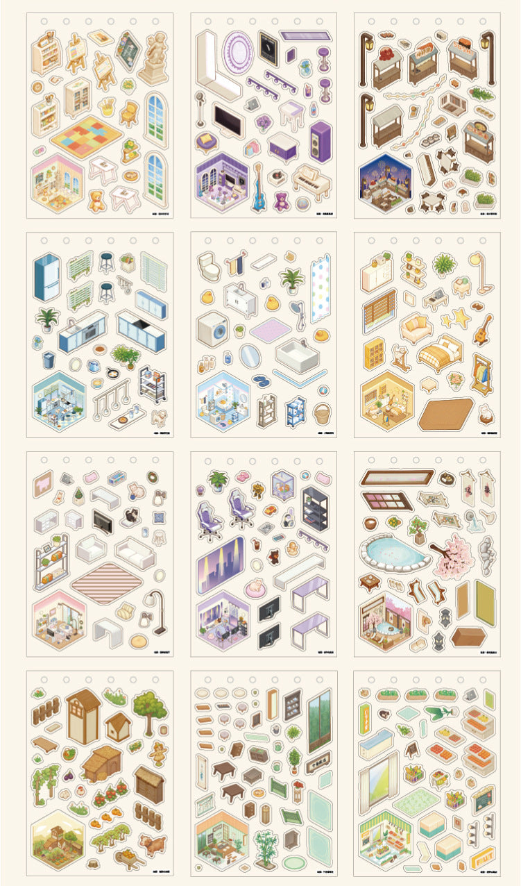 Tiny Wonderland 4 Micro-Diorama Collector's Pack DIY 3D Scene Stickers - Miniature Scenes