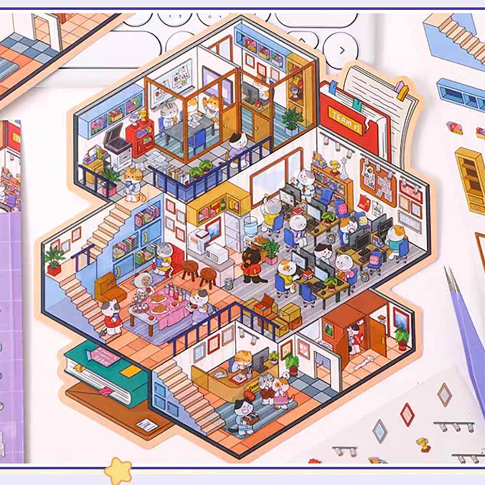 Multi-Story Villa DIY 3D Scene Stickers 2 Cute Miniature Scenes