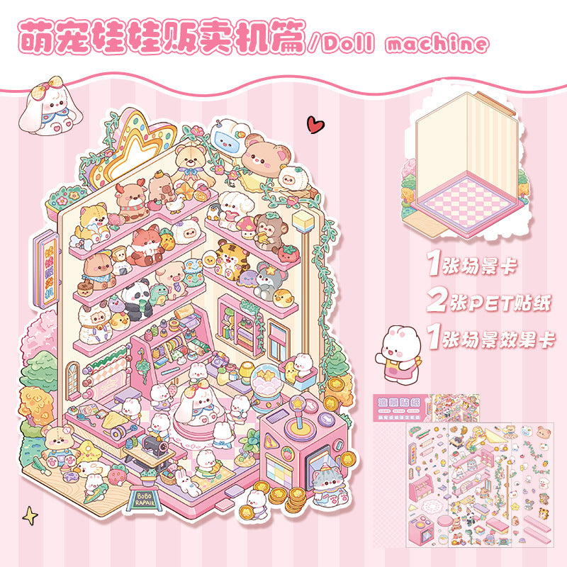 Bunny Land DIY 3D Scene Stickers 2 Cute Miniature Scenes