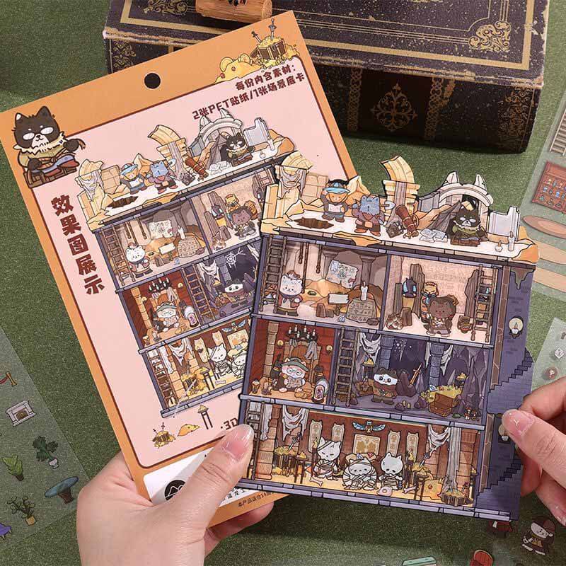 The Curious Society DIY 3D Scene Stickers 4 Cute Miniature Scenes