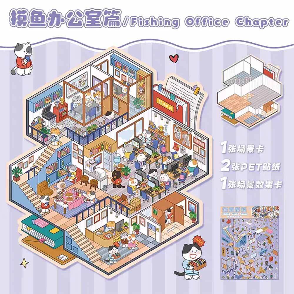 Multi-Story Villa DIY 3D Scene Stickers 2 Cute Miniature Scenes