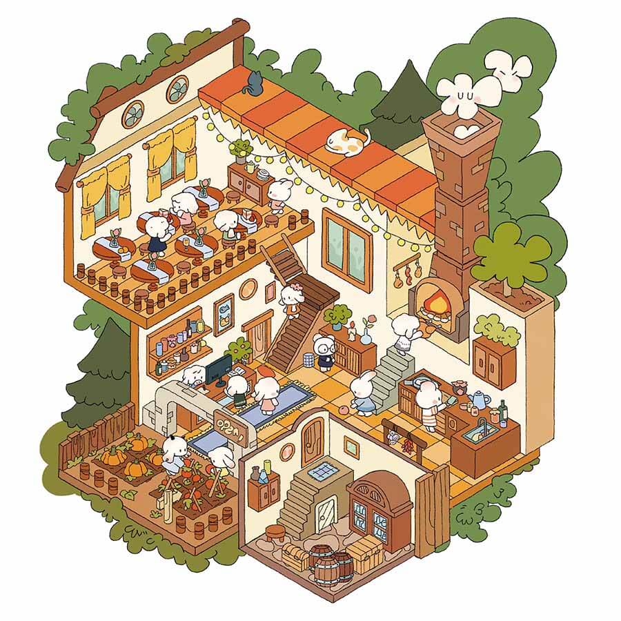 Magic Potion Shop DIY 3D Scene Stickers 4 Cute Miniature Scenes