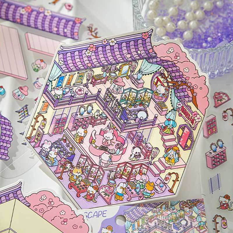 Character Towns DIY 3D Scene Stickers 4 Cute Miniature Scenes
