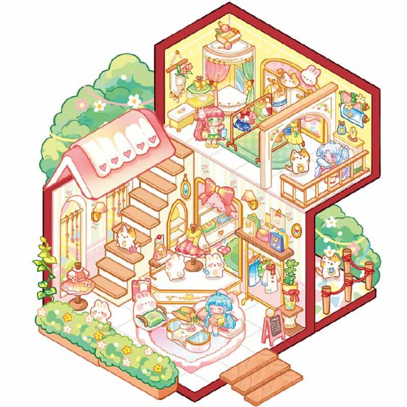 Charm Bazaar DIY 3D Scene Sticker 4 Cute Miniature Scenes