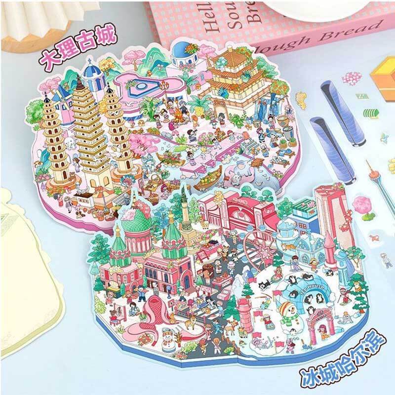 Cityscape of China 2.0 DIY 3D Scene Stickers 4 Cute Miniature Scenes