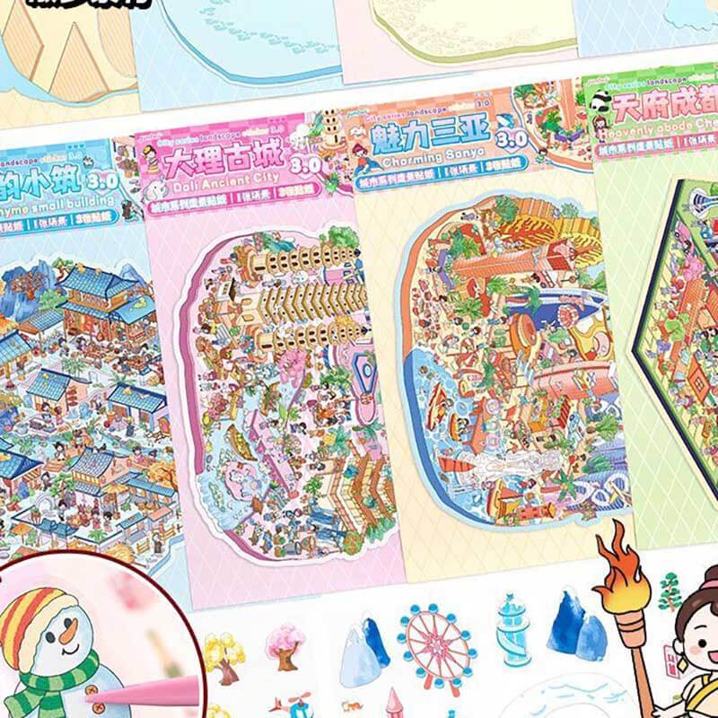 Cityscape of China 2.0 DIY 3D Scene Stickers 4 Cute Miniature Scenes