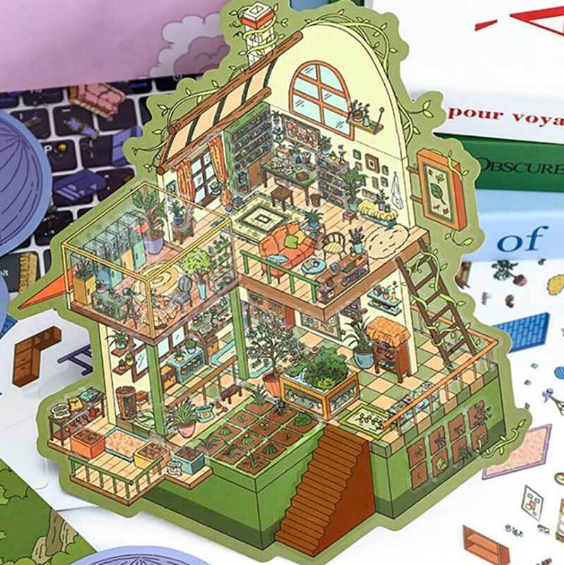 Cosmo Garden Lab DIY 3D Scene Stickers 2 Cute Miniature Scenes