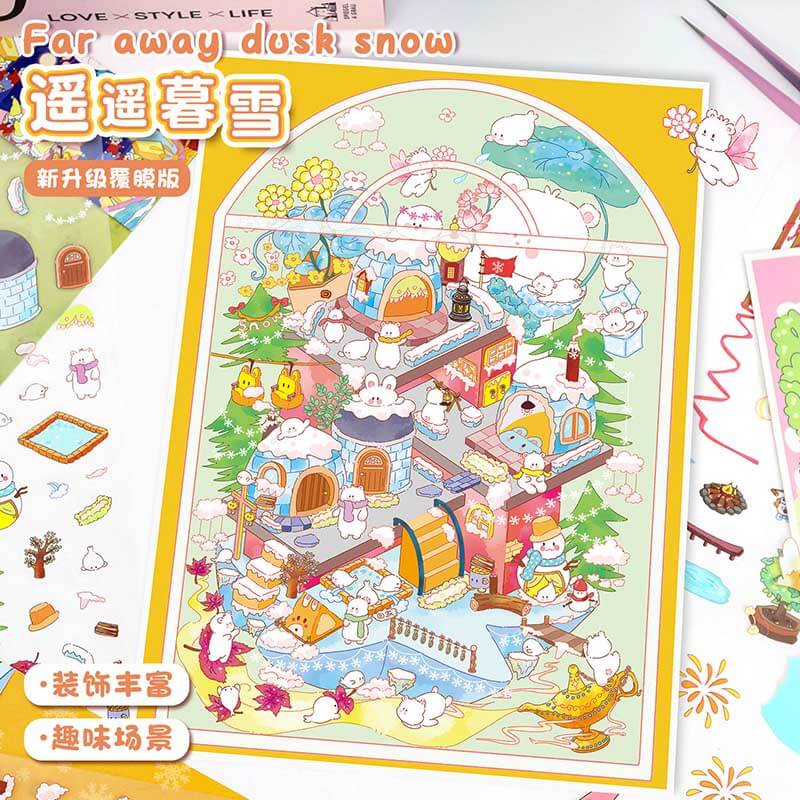 Cosy Dreamscapes DIY 3D Scene Stickers 2 Cute Miniature Scenes